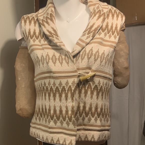 CHAPS AZTEC SOUTHWESTERN WESTERN RANCH  ETHNIC TRIBAL VEST WITH FAUX HOR… - Picture 1 of 16